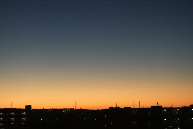 Carl Zeiss Jena Tessar 5cm f2.8の作例 日本の秋の朝焼け